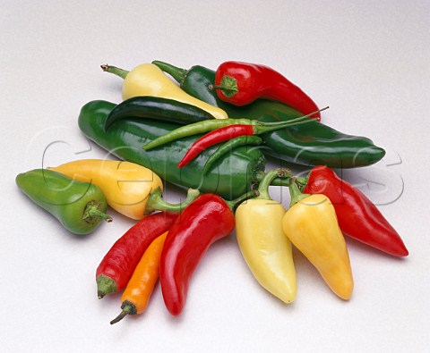 Assorted chillies  Red Green Caribe Anaheim BirdEye Cayenne