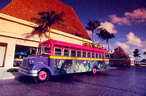 The Xacaret bus at the terminal in   Cancum Yucatan Mexico