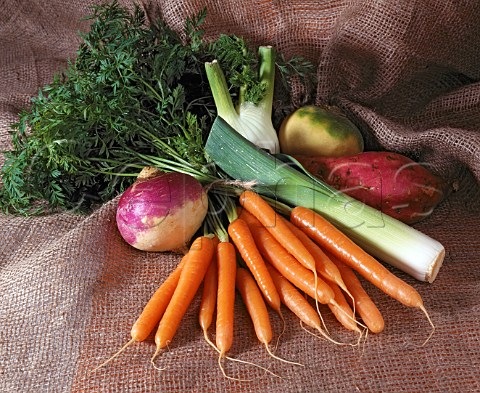 Vegetables  carrots leek turnips fennel sweet   potato