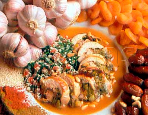 Stuffed chicken breast with couscous and vegetables