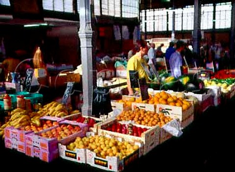 Fruit stall in the covered market at Chaumont   HauteMarne France