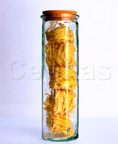 Pasta Tagliatelle in a pasta jar