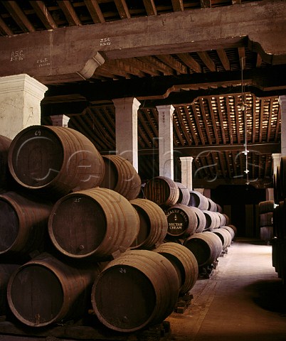 Barrels in one of the Gonzalez Byass bodegas  Jerez Andalucia Spain   Sherry