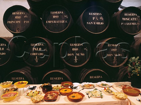Selection of tapas prepared by Bodega la Andana a noted tapas bar in the town for a group visiting the bodega of Emilio Lustau Jerez Andaluca Spain  Sherry