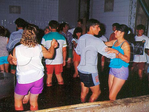 Treading  and dancing  at Taylors Quinta   da Vargellas high in the Douro valley east   of Pinhao Portugal  Port