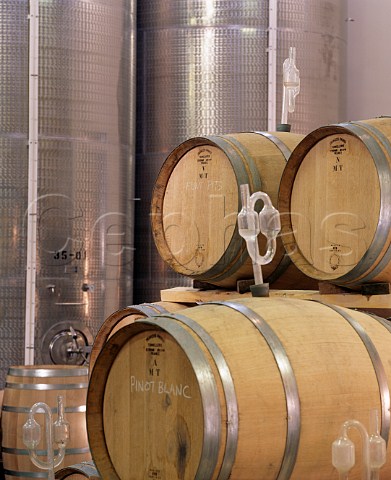 Fermentation in new oak barriques alongside stainless steel tanks   Denbies Wine Estate Dorking Surrey