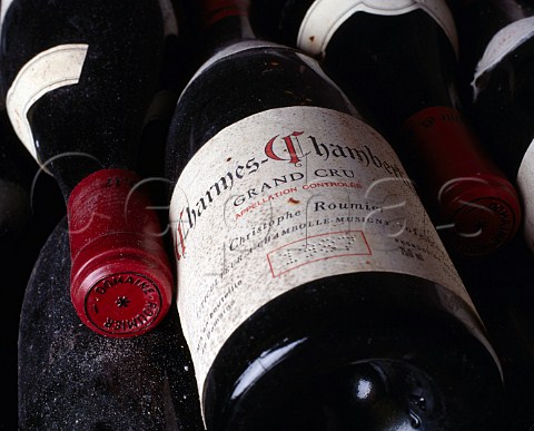 Bottles of CharmesChambertin 1987 in the   cellars of Domaine Georges Roumier   ChambolleMusigny Cte dOr France