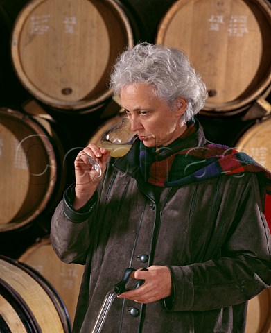 AnneClaude Leflaive died 2015 tasting Chardonnay from barrel Domaine Leflaive PulignyMontrachet Cte dOr France