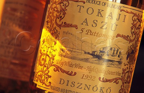 Bottle of 1992 5 Puttonyos Tokaji in the   cellar of Disznk Winery Md Hungary