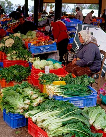Fruit and vegetables for sale in Paphos market   Cyprus