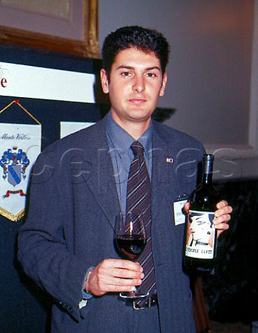 Martino Manetti of Montevertine with a bottle of Le   Pergole Torte Radda in Chianti Tuscany