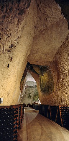 Pupitres in one of the crayres  4th century GalloRoman chalk quarries of   Champagne Ruinart Reims Marne France