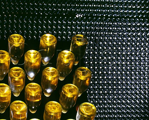 Magnums in a pupitre in the cellars of Champagne Ruinart Reims Marne France