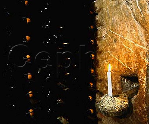 Champagne ageing sur lattes in the cellars of   Alfred Gratien Corks rather than crown capsare   traditionally used by this house for the second   fermentation  pernay Marne France