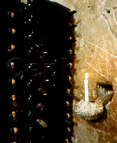 Champagne ageing sur lattes in the cellars of   Alfred Gratien Corks rather than crown capsare   traditionally used by this house for the second   fermentation  pernay Marne France