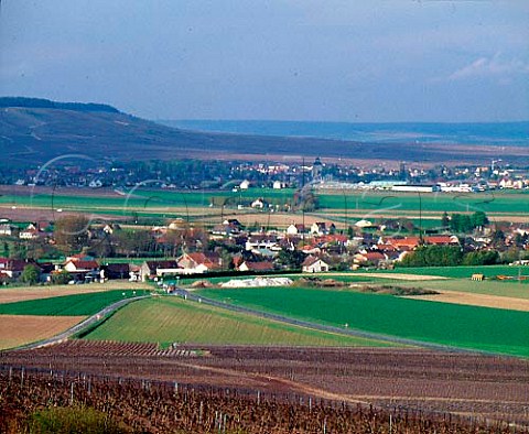 View north from Mont Aim to the villages of   BergreslsVertus and Vertus Marne France  Cte des Blancs  Champagne