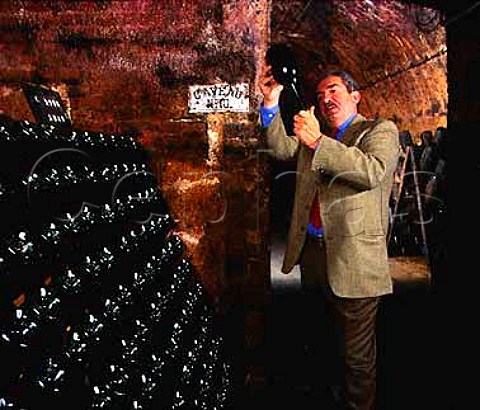 Alain Terrier former Chef de Caves of LaurentPerrier in the cellars at TourssurMarne Marne France     Champagne