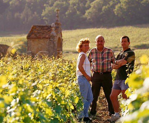 Charles Rousseau with his son Eric and daughter Corinne in their Clos StJacques vineyard  Domaine Armand Rousseau GevreyChambertin   Cte dOr France