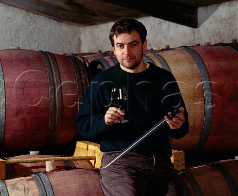 Christophe Sabon in the barrel chai of Domaine de la Janasse Courthzon Vaucluse France   ChteauneufduPape