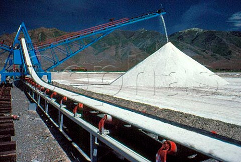 Salt production at Domtar Lake Point Salt Co  Great Salt Lake Utah USA