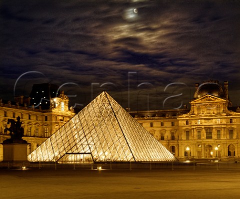 The glass pyramid in the Coeur Napolon of the  Louvre Paris France