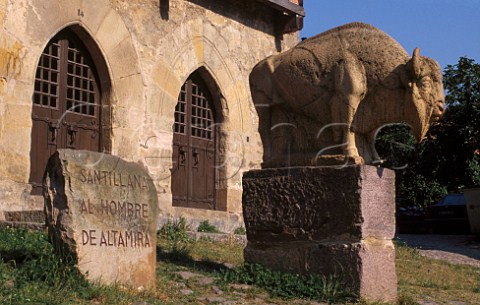 Bison memorial to stoneage inhabitants of the nearby Altamira Caves Santillana del Mar Cantabria Spain