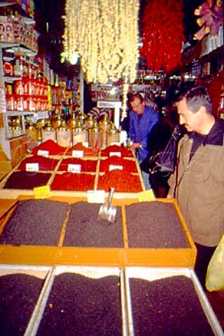 Selection of spices and teas Spice   Bazaar Istanbul Turkey