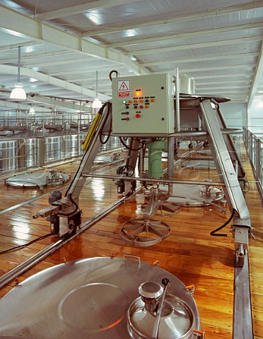 Mechanical pigeage machine in the cuverie of Bodegas Esmerelda  owned by the Nicolas Catena Group    where the Alamos Ridge Catena and   Catena Alta brands are made  Agrelo Mendoza province Argentina