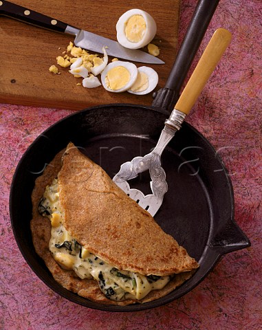 Egg Hard boiled egg and spinach wholemeal pancake