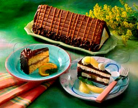 Desserts Chocolate Gateaux Pear and chocolate   Torte Chocolate and orange Triangle