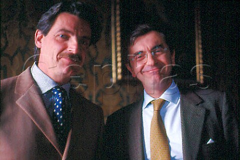 Francesco Ricasoli right and   oenologist Carlo Ferrini   Castello di Brolio Tuscany Italy       Chianti Classico