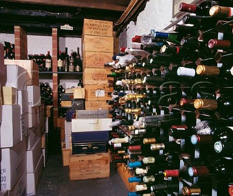 Wine storage in the cellar of a house