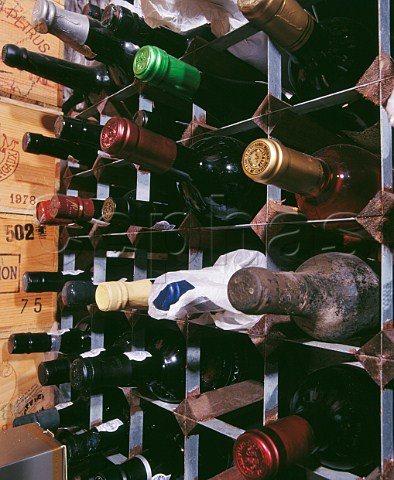 Wine rack in the cellar of a house