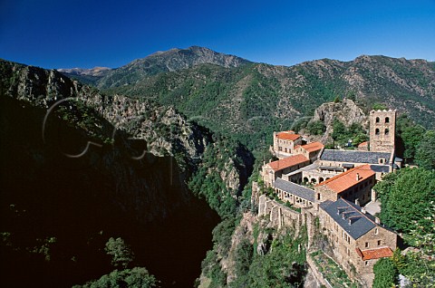 Remote Abbey of StMartinduCanigou on   the slopes of the Pic du Canigou   PyrnesOrientales France   LanguedocRoussillon