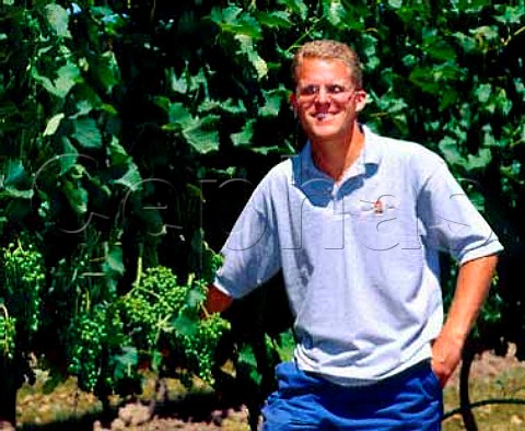 Chris Figgins son of Gary in vineyard of   Leonetti Cellar Walla Walla Washington USA
