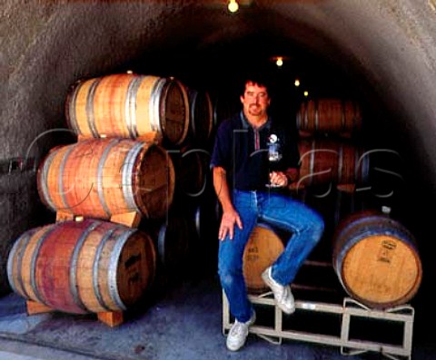 Keith Pilgrim owner and winemaker in his   barrel cellar made of prestressed concrete   arches buried in a hillside   Terra Blanca Vintners Benton City Washington USA  Red Mountain AVA
