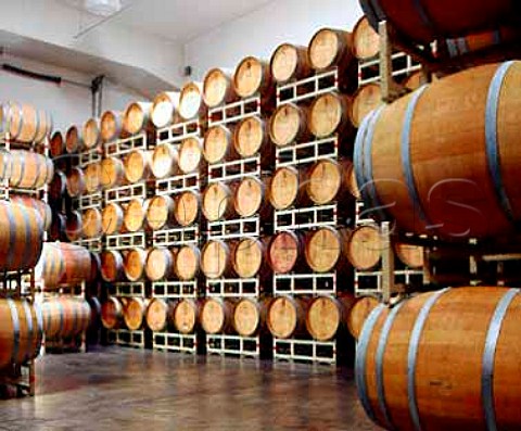 Barrel room of Sagelands Winery owned by the   Chalone Wine Group Wapato Washington USA Yakima   Valley