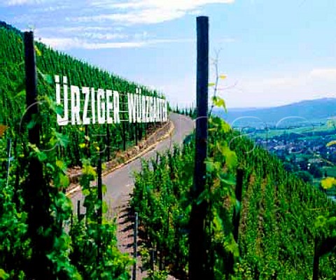 Huge sign in the Wrzgarten vineyard above rzig and   the Mosel Germany     Mosel