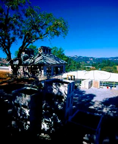 Grape receiving area of Flowers Winery on   Camp Meeting Ridge Cazadero Sonoma Co California   Sonoma Coast AVA