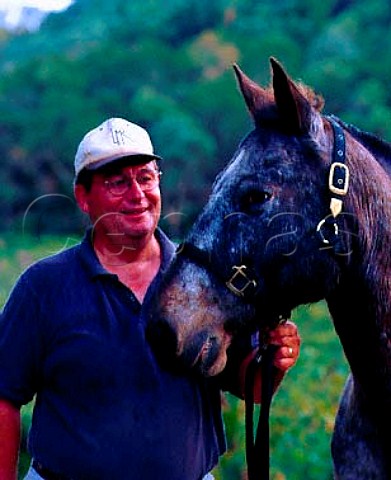 Ted Hall with Easy one of the Appaloosa horses   he breeds on Long Meadow Ranch   StHelena Napa Co California