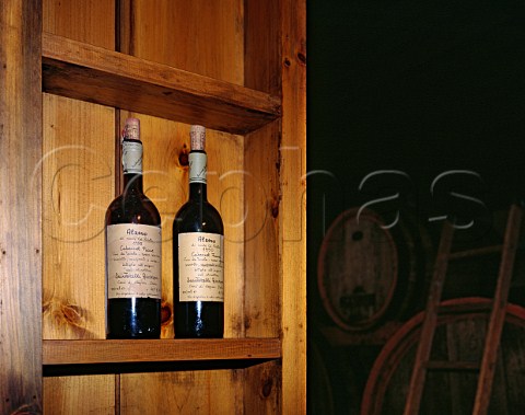 Bottles of Alzero in cellar of Giuseppe Quintarelli  a Vino da Tavola made from Cabernet Franc Negrar Veneto Italy
