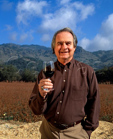 Warren Winiarski with glass of Cabernet Sauvignon circa 2000  Stags Leap Wine Cellars Napa California