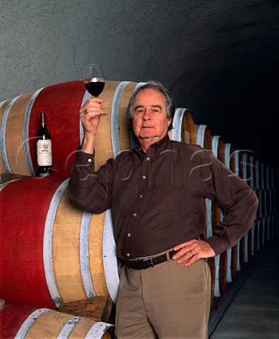Warren Winiarski with glass of Cabernet Sauvignon  Stags Leap Wine Cellars Napa California