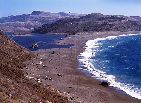 Mouth of the Russian River which remains landlocked   until rains help connect it to the ocean       Sonoma Co California