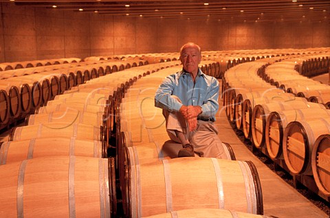 Robert Mondavi died 2008 in the Opus One barrel room Oakville Napa Valley California