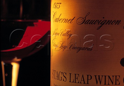 Bottle of 1973 Stags Leap Wine Cellars Cabernet Sauvignon which triumphed in the 1976 Judgement of Paris Napa Valley California