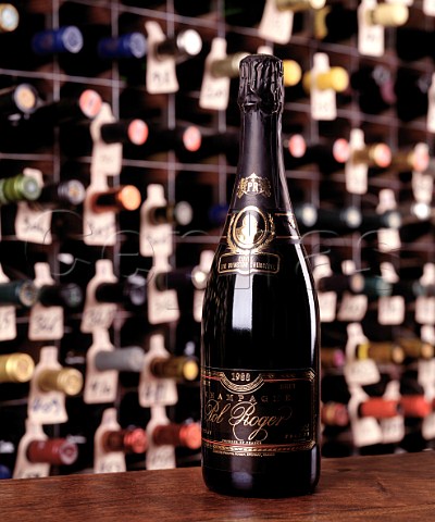 Bottle of 1988 Pol Roger Cuve Sir Winston Churchill  in the wine cellar of the Hotel du Vin Bristol