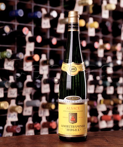 Bottle of 1989 Hugel Gewrztraminer Vendange Tardive   in the wine cellar of the Hotel du Vin Bristol