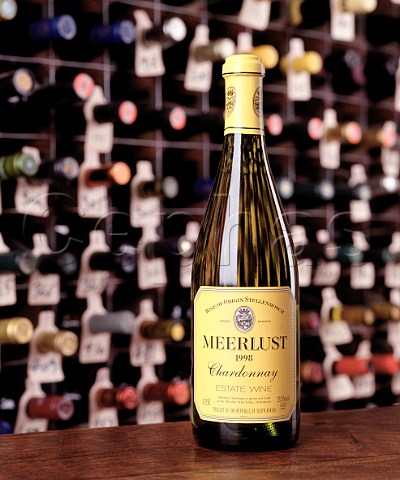 Bottle of 1998 Meerlust Chardonnay   in the wine cellar of the Hotel du Vin Bristol