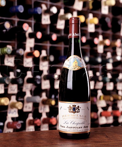 Bottle of 1994 Paul Jaboulet An Hermitage   in the wine cellar of the Hotel du Vin Bristol